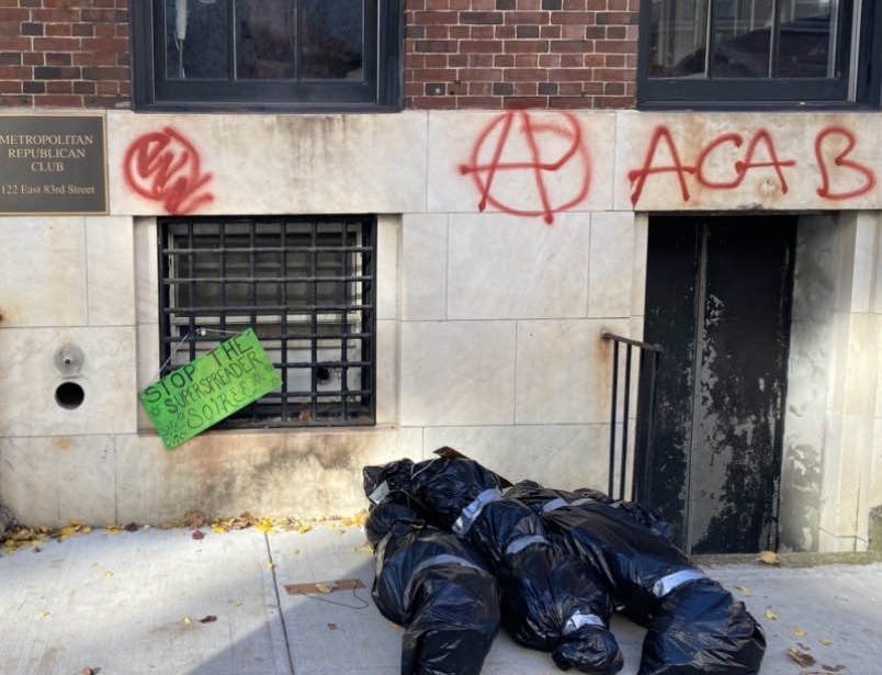 Anarchists Deface Front of Metropolitan Republican Club Meeting Space